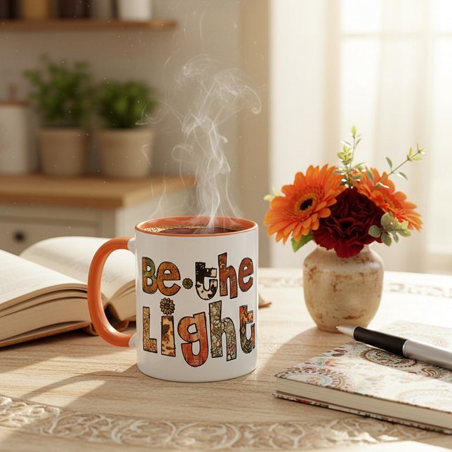 Be the Light with funky pattern letters Mug (Creator Uploaded)