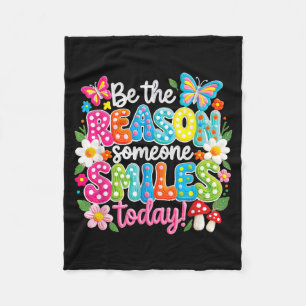 Be The Reason Someone Smiles Colourful Retro Quote Fleece Blanket