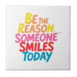 Be the Reason Someone Smiles Today (2) Ceramic Tile<br><div class="desc">Brighten someone’s day with this cheerful and uplifting ceramic tile featuring the inspiring phrase “Be the Reason Someone Smiles Today” in vibrant, colourful lettering. Whether you're gifting it to a friend or using it as a daily reminder to lead with kindness, this design delivers a message of encouragement, joy, and...</div>
