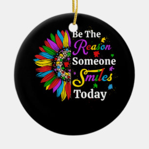 Be The Reason Someone Smiles Today Sunflower Ceramic Ornament