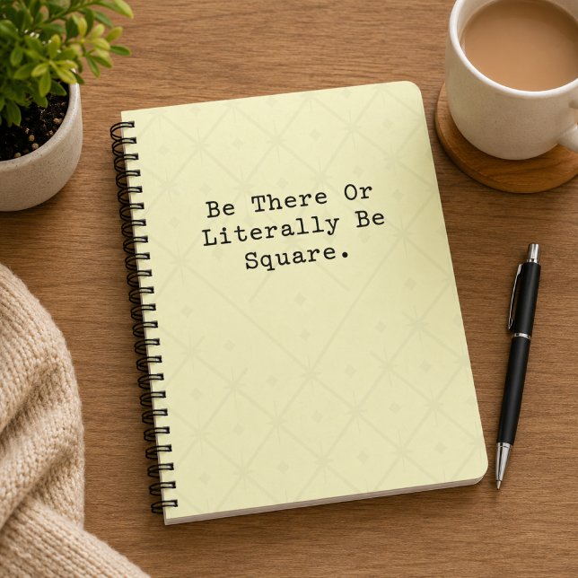 Be There Or Be Square Funny Retro Math Pun Design Notebook (Creator Uploaded)