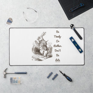 Be Timely- Or Rather, Don't Be Late White Rabbit Desk Mat