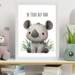 Be Tough, But Kind - Baby Rhino Nursery Wall Art