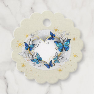 Be Transformed Quote Heart and Blue Butterflies Favour Tags