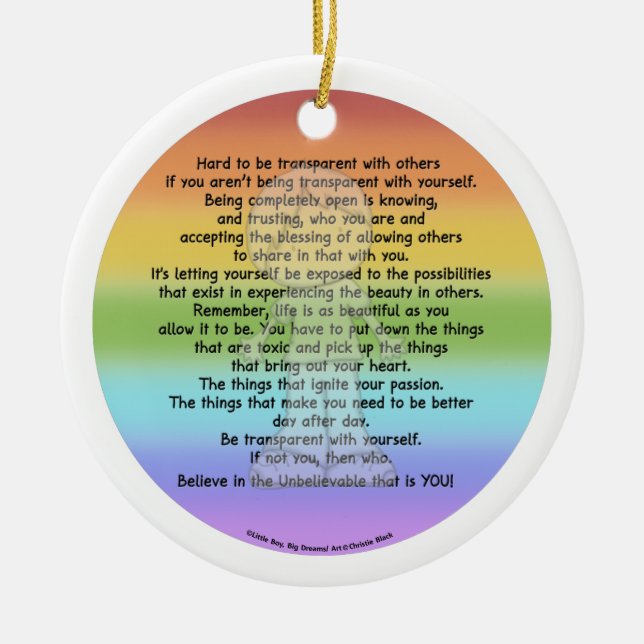 Be Transparent Ceramic Ornament (Front)