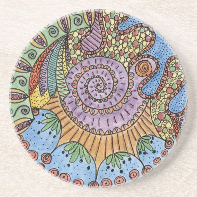 "Be Undefined" Mandala Sandstone Coaster (Front)