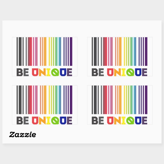 Be Unique Bar Code Lgbt Pride Rectangular Sticker (Sheet)