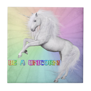 Be Unique, Be a Unicorn Ceramic Tile