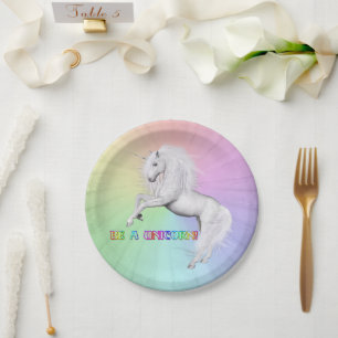 Be Unique, Be a Unicorn Paper Plate
