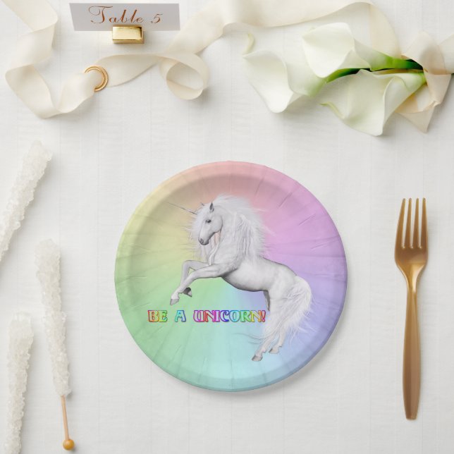 Be Unique, Be a Unicorn Paper Plate (Wedding)