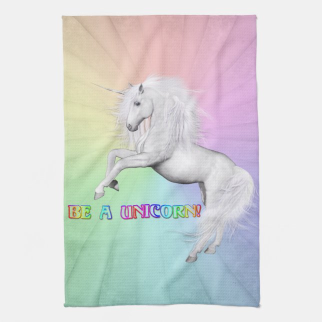 Be Unique, Be a Unicorn Tea Towel (Vertical)
