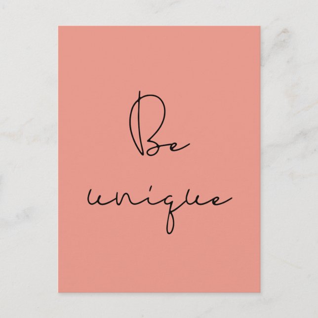 Be unique black font postcard (Front)