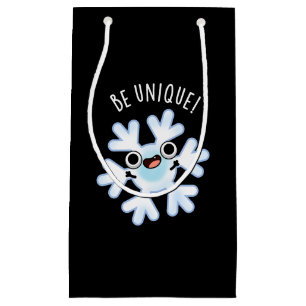 Be Unique Funny Snowflake Pun Dark BG Small Gift Bag