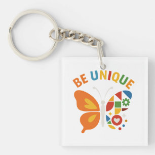 Be Unique Inspirational Butterfly Design Key Ring