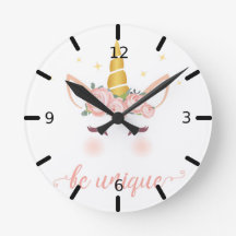 "Be Unique" Unicorn Round Clock