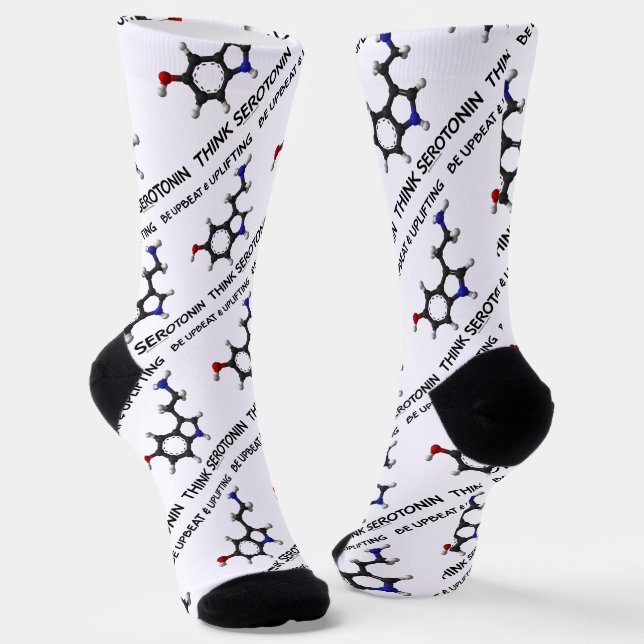 Be Upbeat And Uplifting Think Serotonin Molecule Socks (Angled)