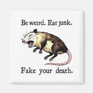Be Weird Eat Junk Fake Your Death - Possum Playing Magnet