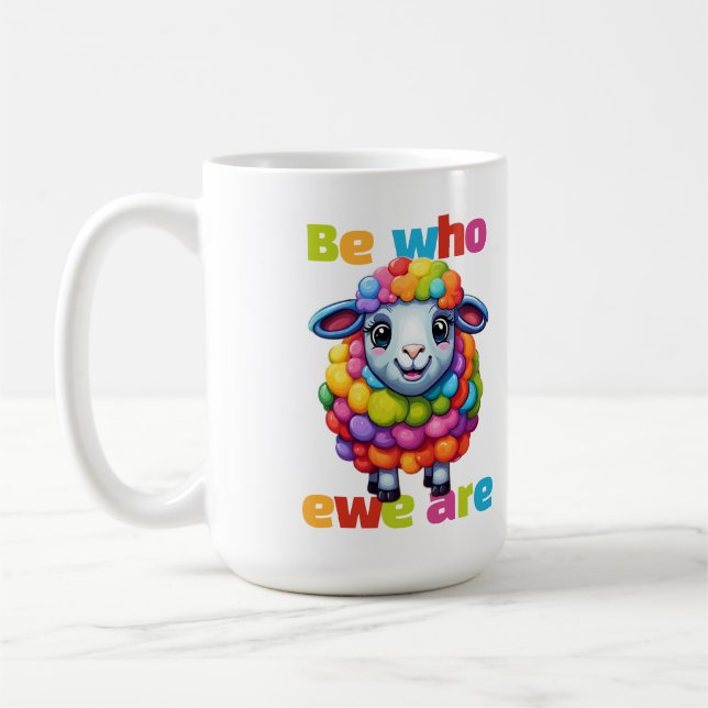 Be who ewe are Rainbow Sheep Coffee Mug (Left)