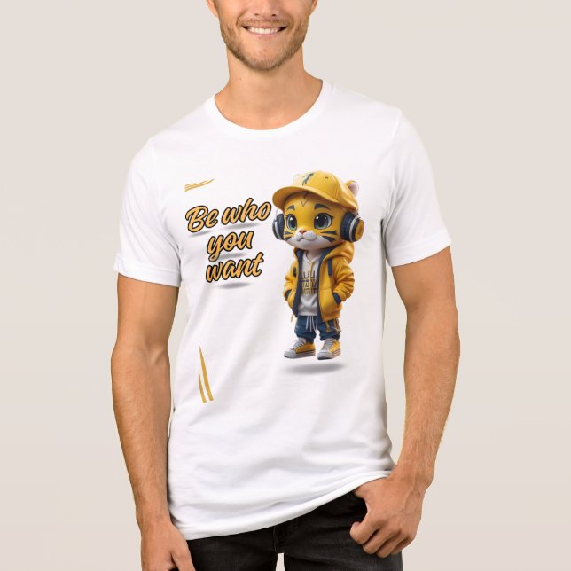 BE WHO YOU WANT” Inspirational Adult T-Shirt  Mo Tri-Blend Shirt (Front)