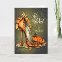 Be Wicked Halloween High Heel with Autumn Leaves