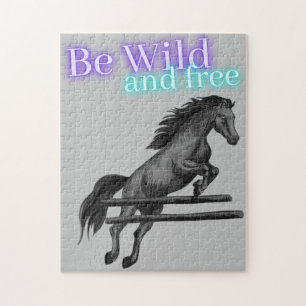 Be Wild and Free Horse Jumping Jigsaw Puzzle