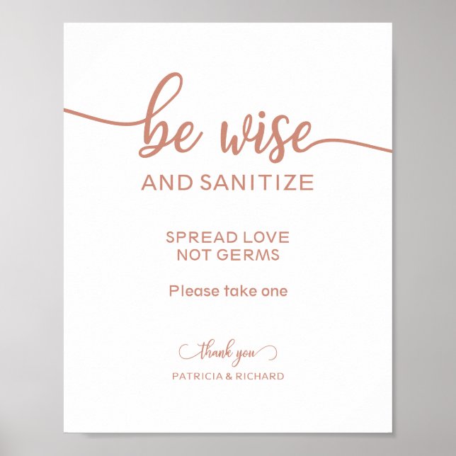 Be Wise and Sanitise Spread Love Not Germs Sign (Front)
