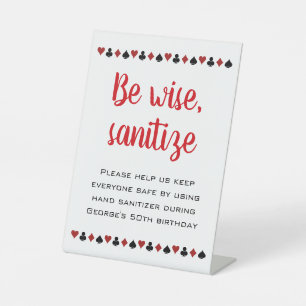 Be Wise Sanitise Casino Themed Birthday Pedestal Sign