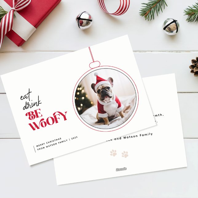 Be Woofy Family Pet Dog Puppy Photo Christmas Holiday Card (Creator Uploaded)