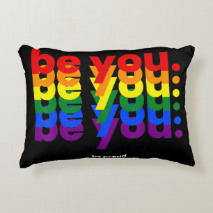 Be You Be Proud LGBTQ Pride Rainbow Lesbian Gay L Decorative Cushion