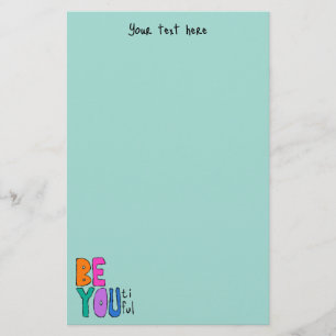 Be You Beautiful Colourful Lettering Bright Green  Stationery