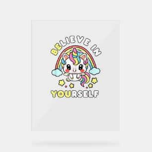 Be You Believe In Yourself Unicorn Positive Messag Acrylic Sign