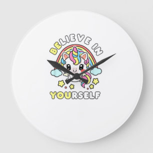Be You Believe In Yourself Unicorn Positive Messag Large Clock