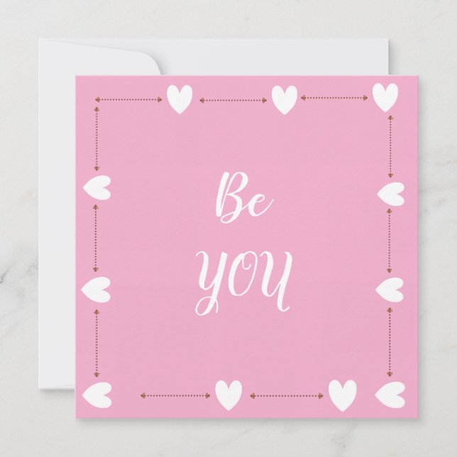 Be You Card – Minimal Pink Inspirational Card (Front)