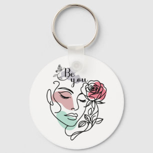 Be You Face Line Art Woman Face Line Art Key Ring