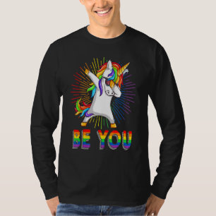 Be You Gay Lesbian Dabbing Unicorn Gay Pride Ally  T-Shirt