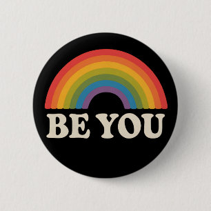 Be You Gay Lesbian Pride LGBTQ Ally Rainbow Retro 6 Cm Round Badge