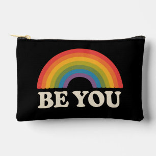 Be You Gay Lesbian Pride LGBTQ Ally Rainbow Retro Accessory Pouch