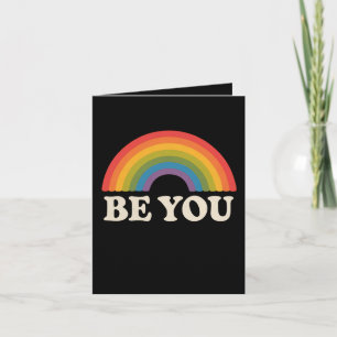 Be You Gay Lesbian Pride LGBTQ Ally Rainbow Retro Card
