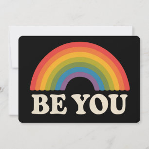Be You Gay Lesbian Pride LGBTQ Ally Rainbow Retro Invitation