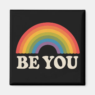 Be You Gay Lesbian Pride LGBTQ Ally Rainbow Retro Magnet