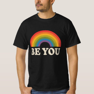 Be You Gay Lesbian Pride LGBTQ Ally Rainbow Retro T-Shirt