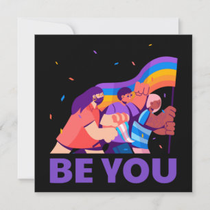 Be you. LGBT+Pride. Rainbow flag   Card