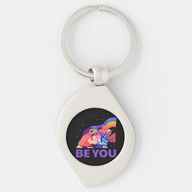 Be you. LGBT+Pride. Rainbow flag    Keychain (Front)