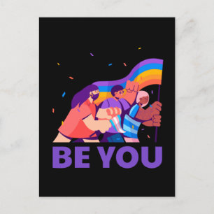 Be you. LGBT+Pride. Rainbow flag Postcard