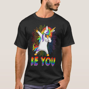 Be You Lgbt Unicorn  Gay Lesbian Unicorn Dabbing T-Shirt