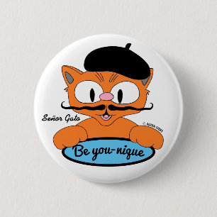 Be You-nique Senor Gato With Beret Button