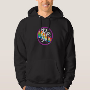 Be You Pride Lgbtq Gay Lgbt Ally Rainbow Flag Retr Hoodie