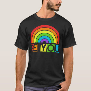 Be You Pride LGBTQ Gay LGBT Ally Rainbow Flag Retr T-Shirt
