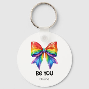 Be You Pride – Rainbow Coquette Bow Customised Key Ring