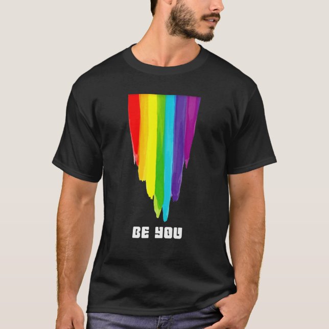 Be You Pride Rainbow LGBTQ Flag Love Is Love Gay L T-Shirt (Front)